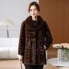 Dicker Baumwollmantel mit integriertem Nerz-Samtpelz für Damen - Elegante Herbst-/Winter-Langjacke für Damen mittleren Alters