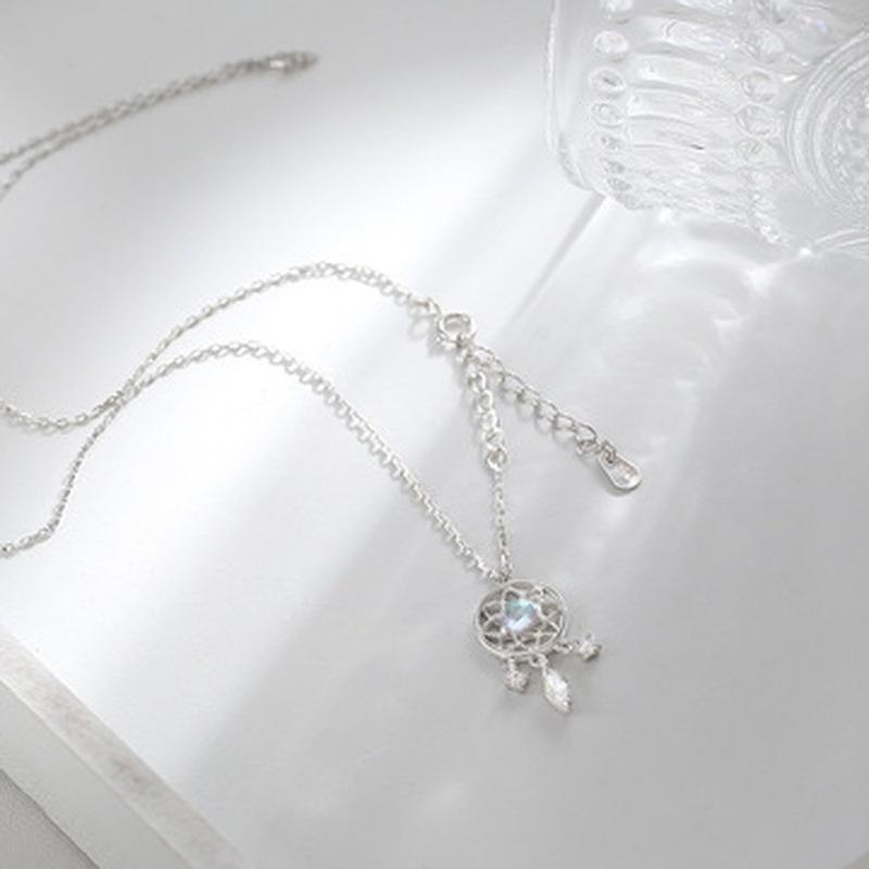 

Ожерелье с кисточкой и лунным камнем для женщин, креативный кулон, элегантное вечернее ожерелье, ювелирные изделия серебряный