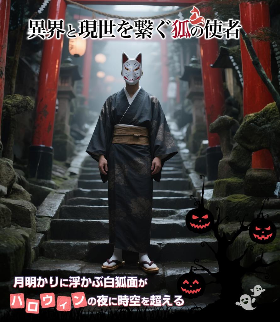 Noh Mask Fox Mask Fox Mask Halloween Mask Set In White and Black 1 Halloween Decoration [Joystech] (1 White, Black)