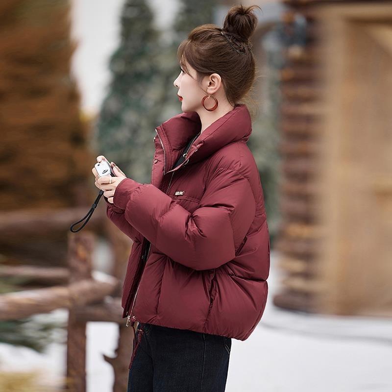 Winter neue Damen Ankola rot Mode Stehkragen Daunen Baumwollkleidung, High-End Mode kurze Brotkleidung
