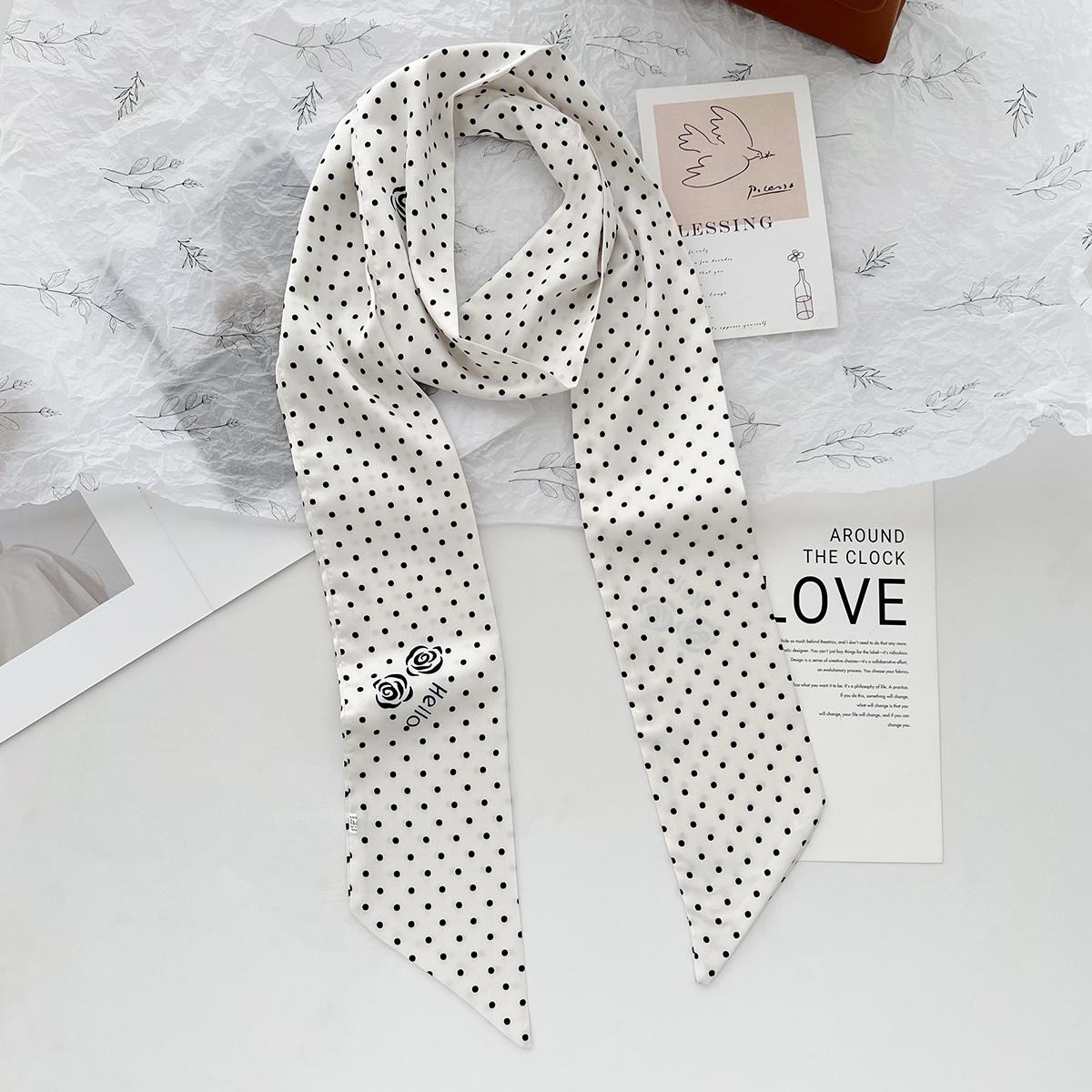 

Весенний Французский Ретро Шарф из Шелка Камелии Женский в Горошек Ромбовидный Клетчатый Стример Высококачественный Шарф с Сатиновой Текстурой 165cm