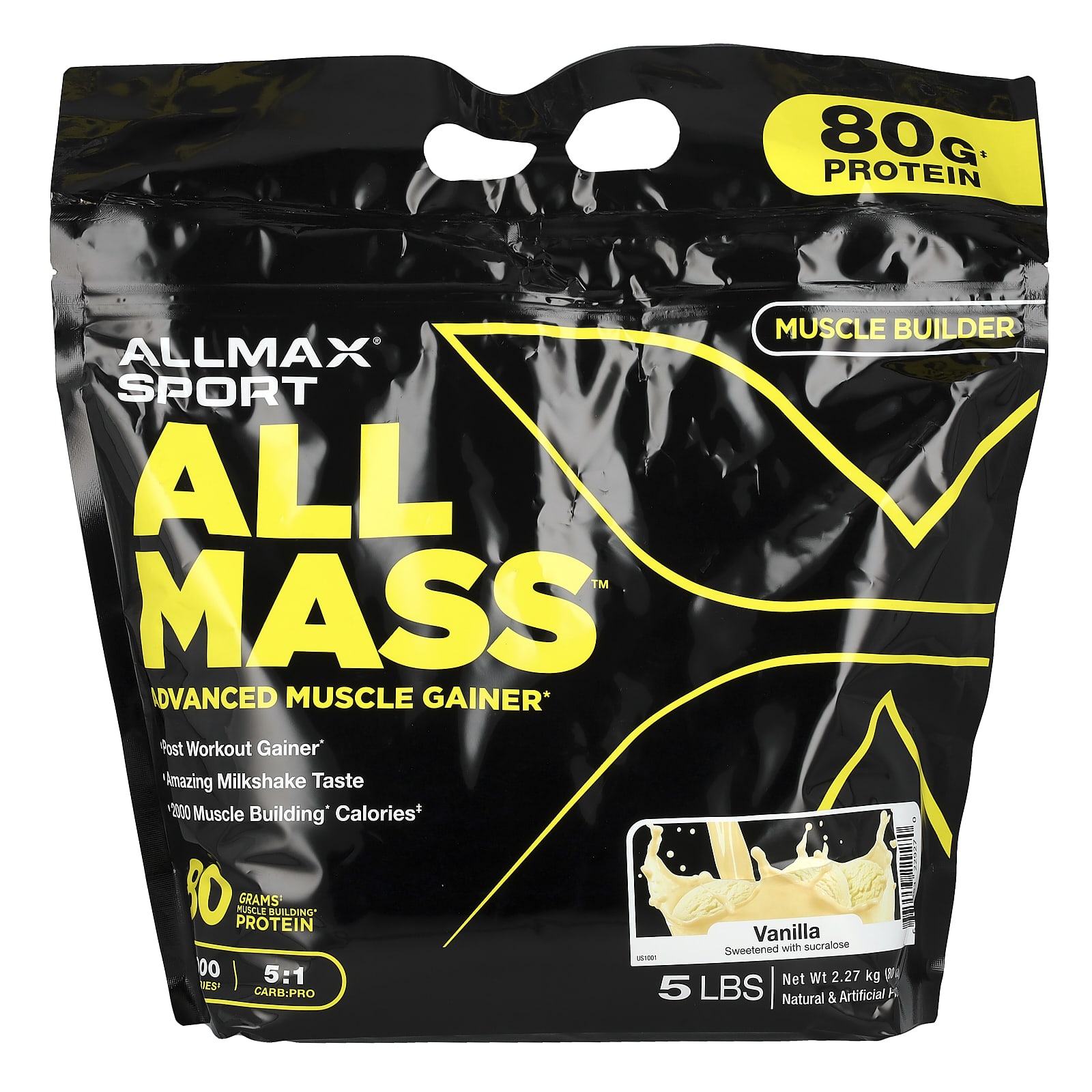 

Sport, Allmass™, Advanced Muscle Gainer, Vanilla, 2.27Kg(5Lbs)