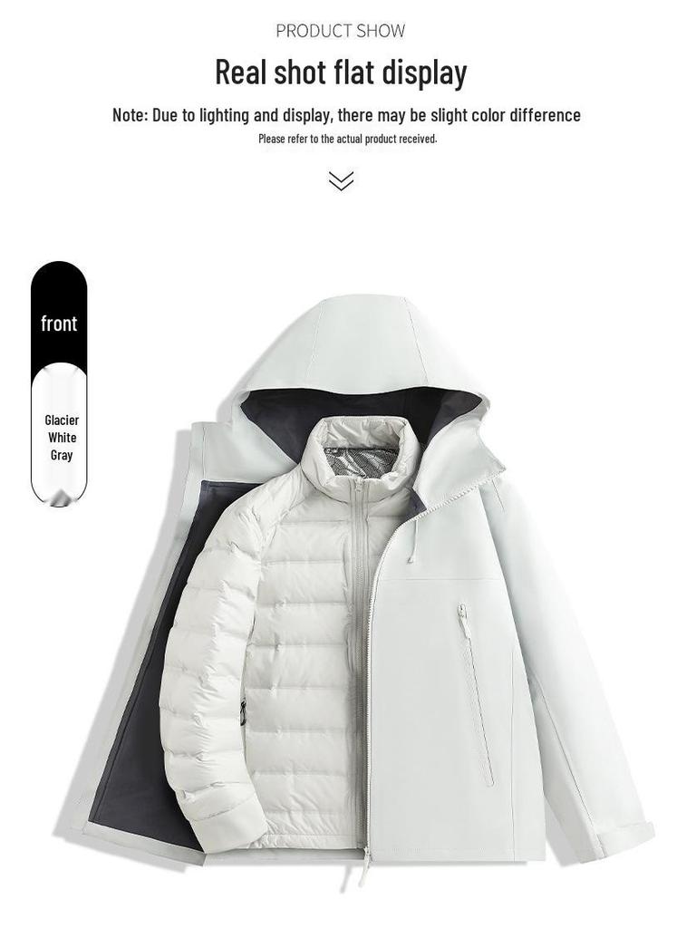 New Heat-Sealed Softshell Winter 3-in-1 Down Jacket