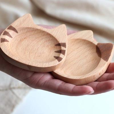 Prato de madeira estilo japonês para imersão, prato de tempero criativo fofo de gato, prato de sushi, wasabi, molho de soja, prato de mostarda, utensílios de cozinha para casa