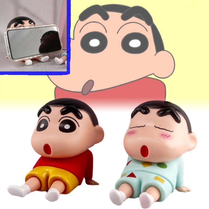 Crayon Chan Shin Phone Holder Toy Figurine Sitting Desk Decor Kids Gift Anime