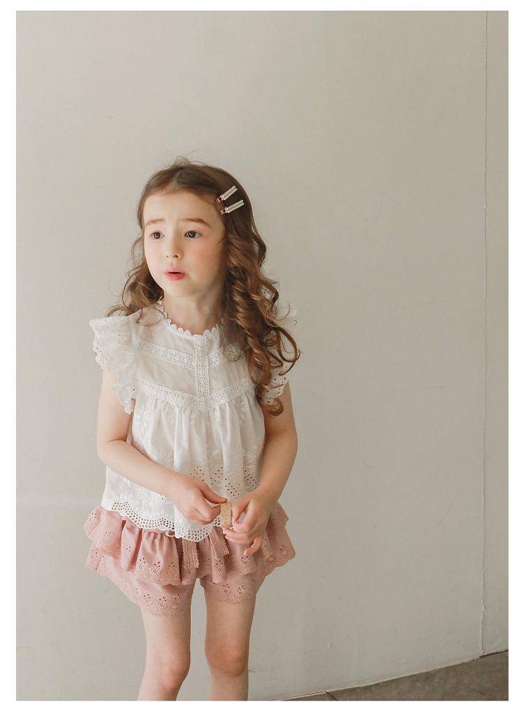 Girls' Lace Skirt Shorts - Lightweight Summer Cotton for Ages 3-10