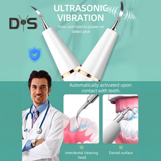 Ultrasonic Teeth Plaque Remover Portable Electric Dental Scaler USB Rechargeable Dental Calculus Removal Device Tartar Eliminator Teeth Cleaning
