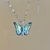 Colorful Crystal Butterfly Charm Necklace Simple Insect Clavicle Chain For Women Girl Fashion Jewelry Accessories Gift
