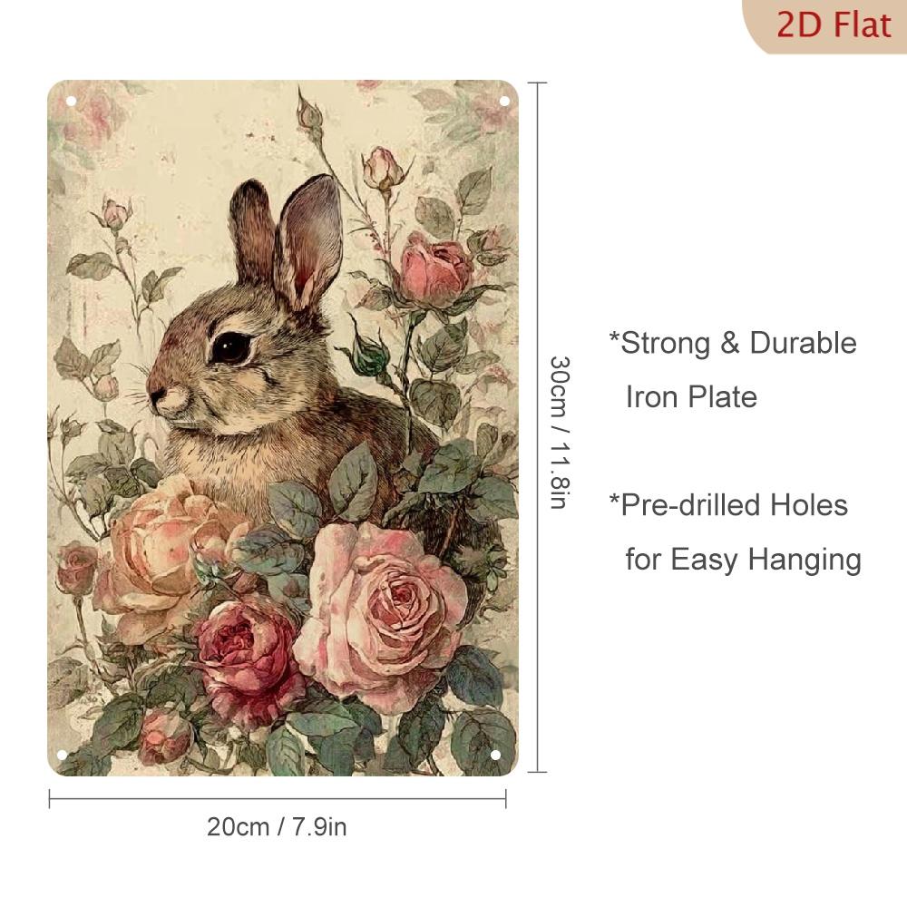 

D Flat Decorative Metal Signage x inches Merry Easter Vintage Bunny Country Style Suitable for Home Gardens Bars 20x30cm（7.8x11.8inch）