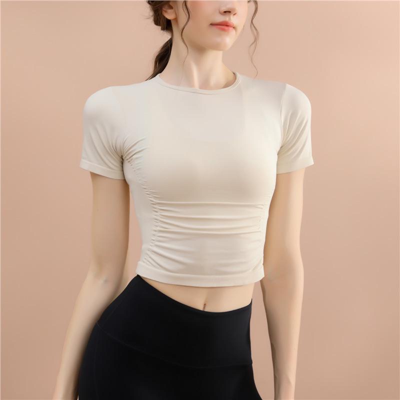 

Женские приталенные быстросохнущие футболки для йоги и спорта - Дышащие летние с коротким рукавом. Small белый