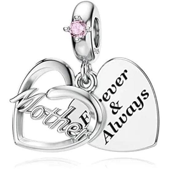 Copper Mother Sisters Daughter Friend Pink Heart-Shaped Charm Pendant Fit For Original Pendant Bracelet Diy Women'S Jewelry