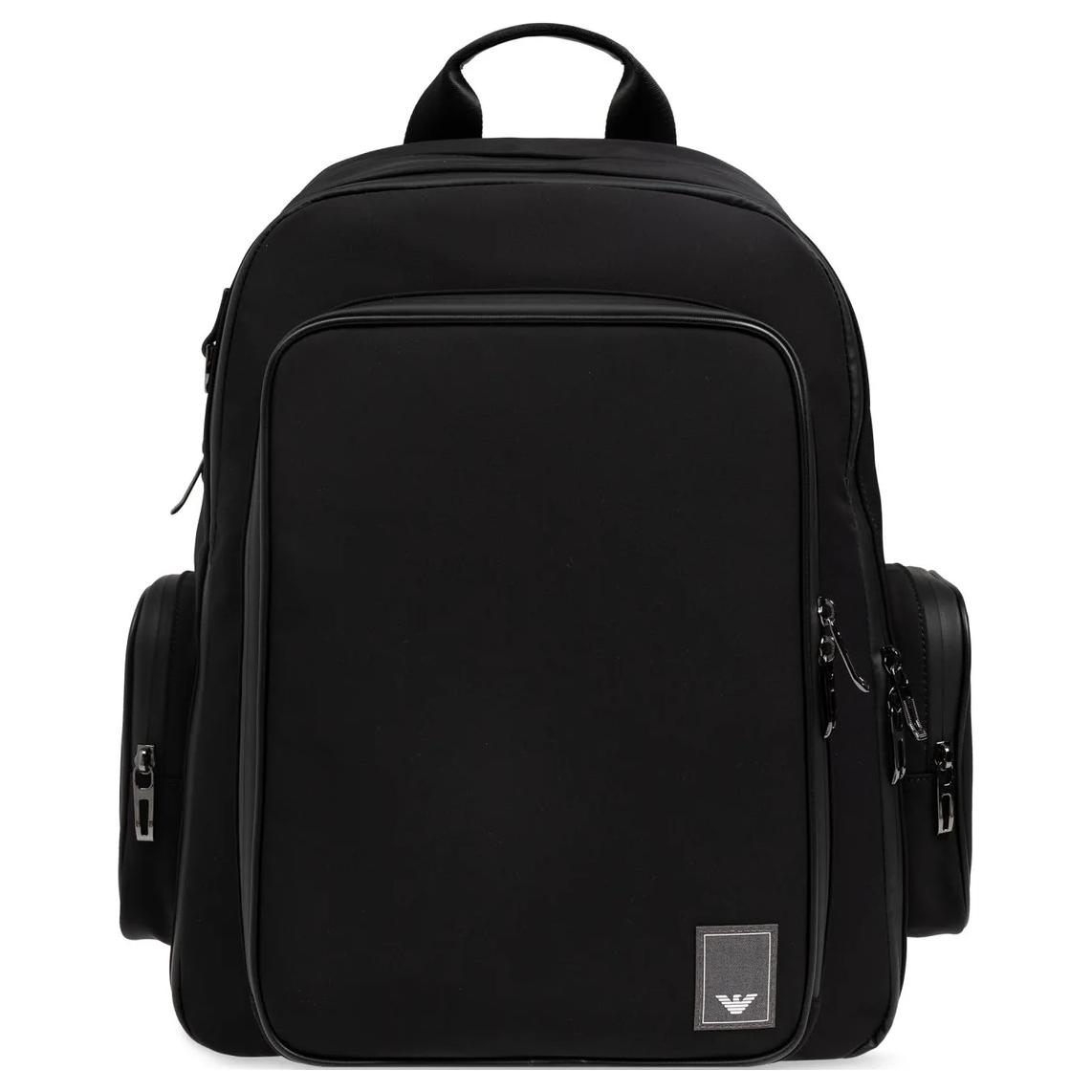 

Emporio Armani Logo Zip Closure Fabric Backpack Unisex Backpack Black EM000087AF10430UC001 Basic Set (Bag+Dust Bag)