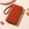 Women’s Crocodile Embossed PU Leather Wallet Large Capacity Zip Around Wristlet Long Clutch Phone Wallet Card Holder Purse