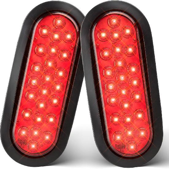 Oyviny 6-дюймовые овальные красные светодиодные задние фонари для прицепа 2 шт., сверхяркие овальные 6  стоп-сигналы и указатели поворота с резиновыми втулками для утопленного монтажа DOT SAE
