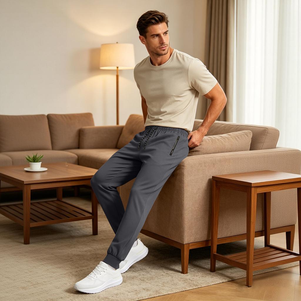 Men Lightweight Athletic Jogger Pants Quick Dry Running Golf Elastic Fitness Tapered Sweatpants Comfortable Workout Bottoms