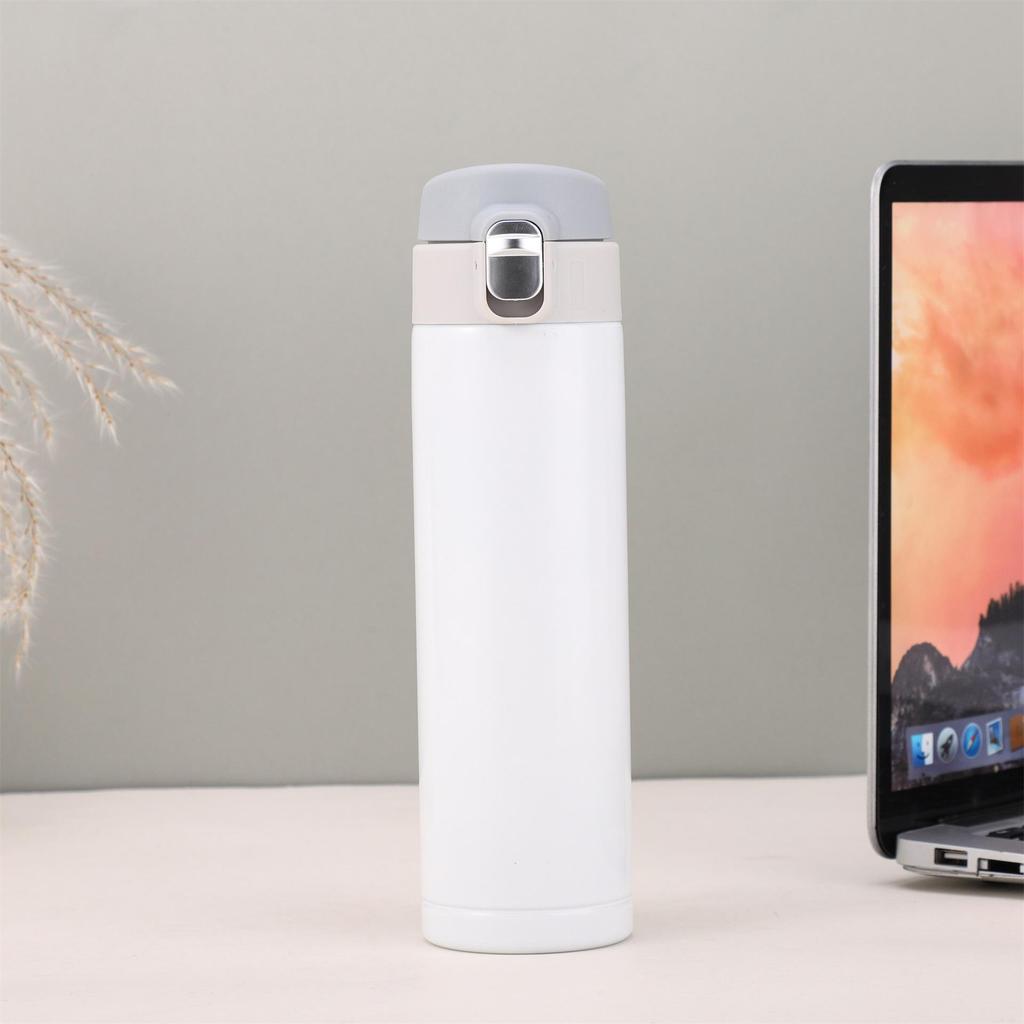 Stainless Steel Unisex Flip-Top Vacuum Thermos Cup - Fashionable & Portable for Outdoors and Business Meetings.