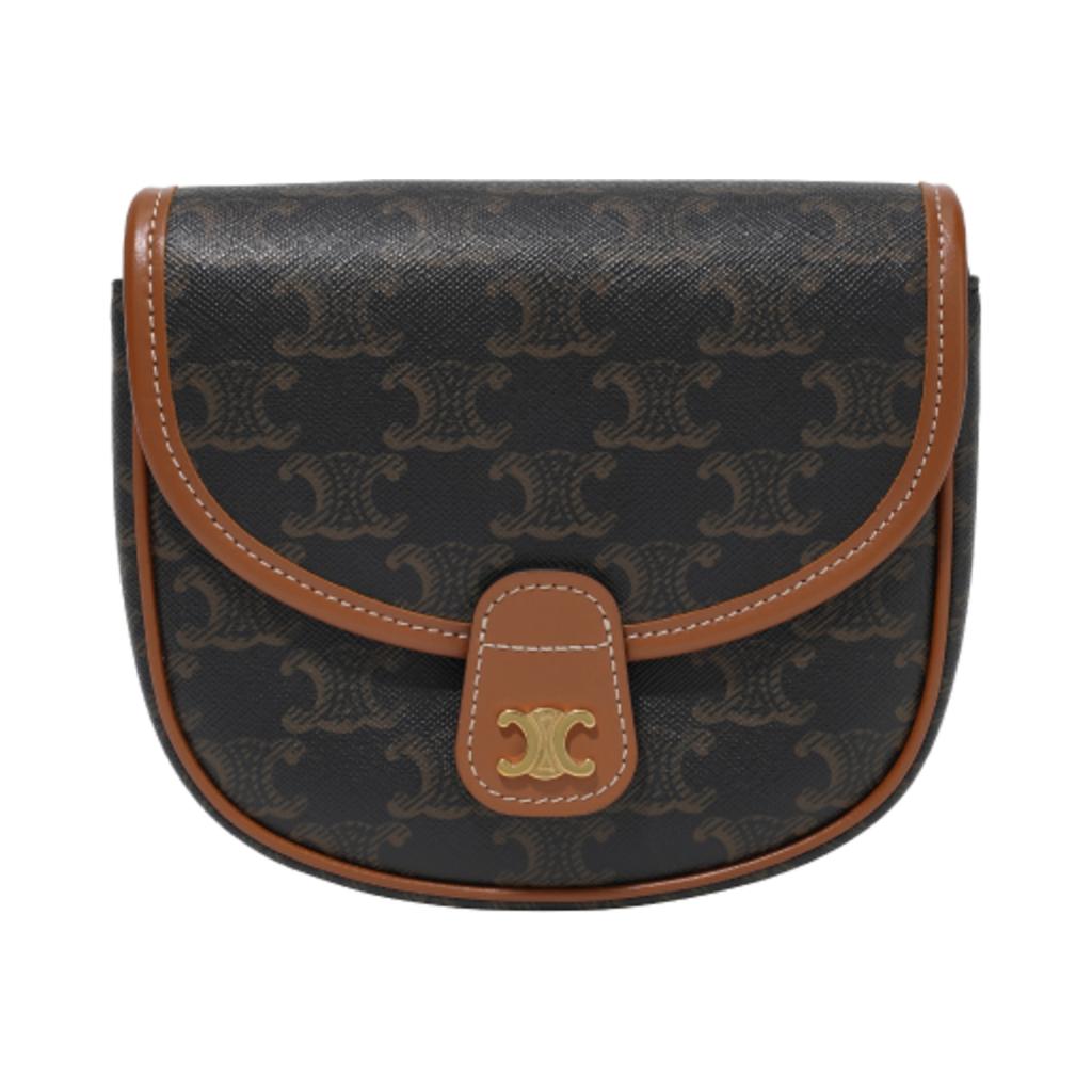 Celine Borsa a tracolla Monogram Flap Mini da donna Marrone 196702BZJ-04LU