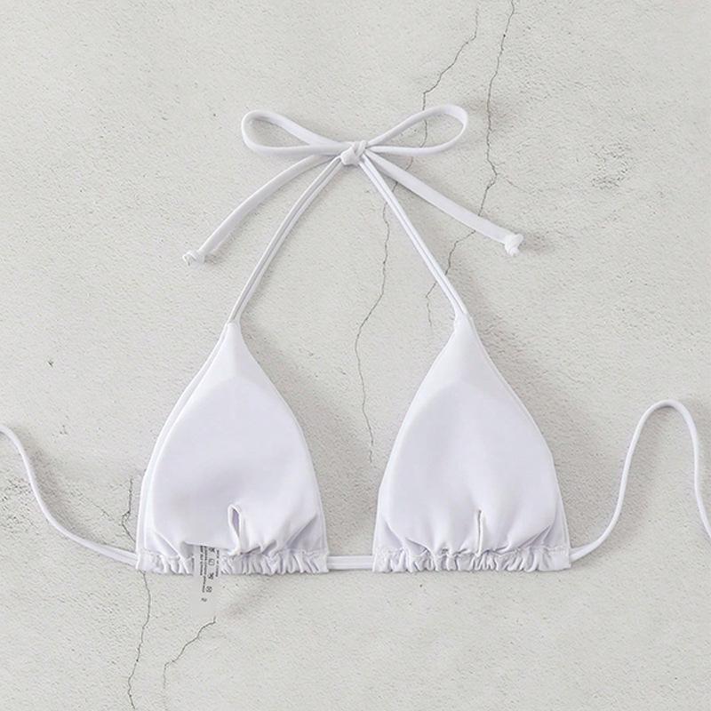 European & American Lace-Up Halter Bikini Top - Women's Beach & Hot Spring Swimwear 2025