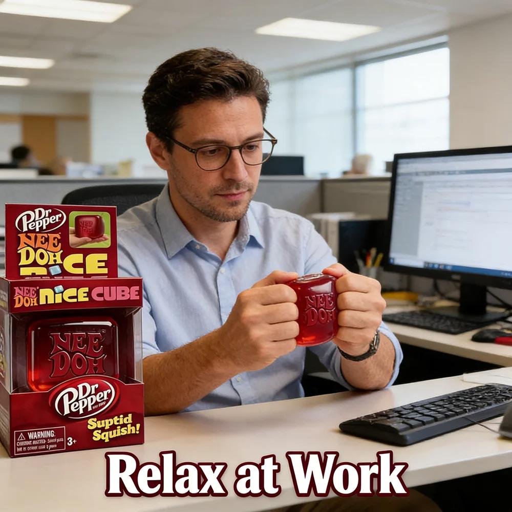 Dr Pepper X Needoh Приємний Кубик Сквіші Іграшка для Зняття Стресу, М'який Стискаючий Кубик-Фіджет Для Дітей та Дорослих, Сенсорна Іграшка для Зняття Тривоги