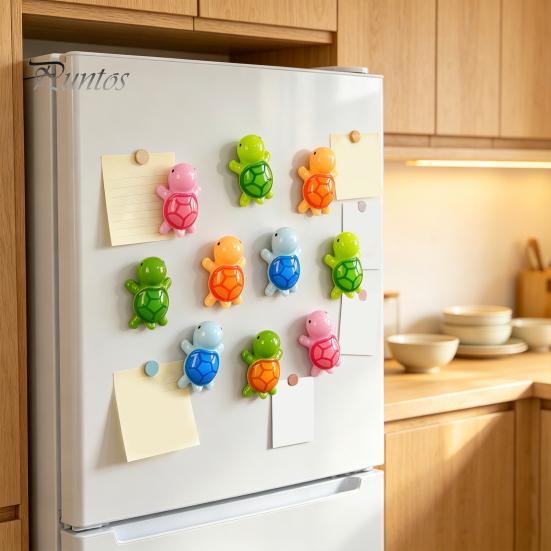 Resin Turtle Decorations 5Pcs Mini Refrigerator Magnet, Colorful Tortoise Fridge Decorative Animal Magnets Home Office Kitchen Locker Accessories