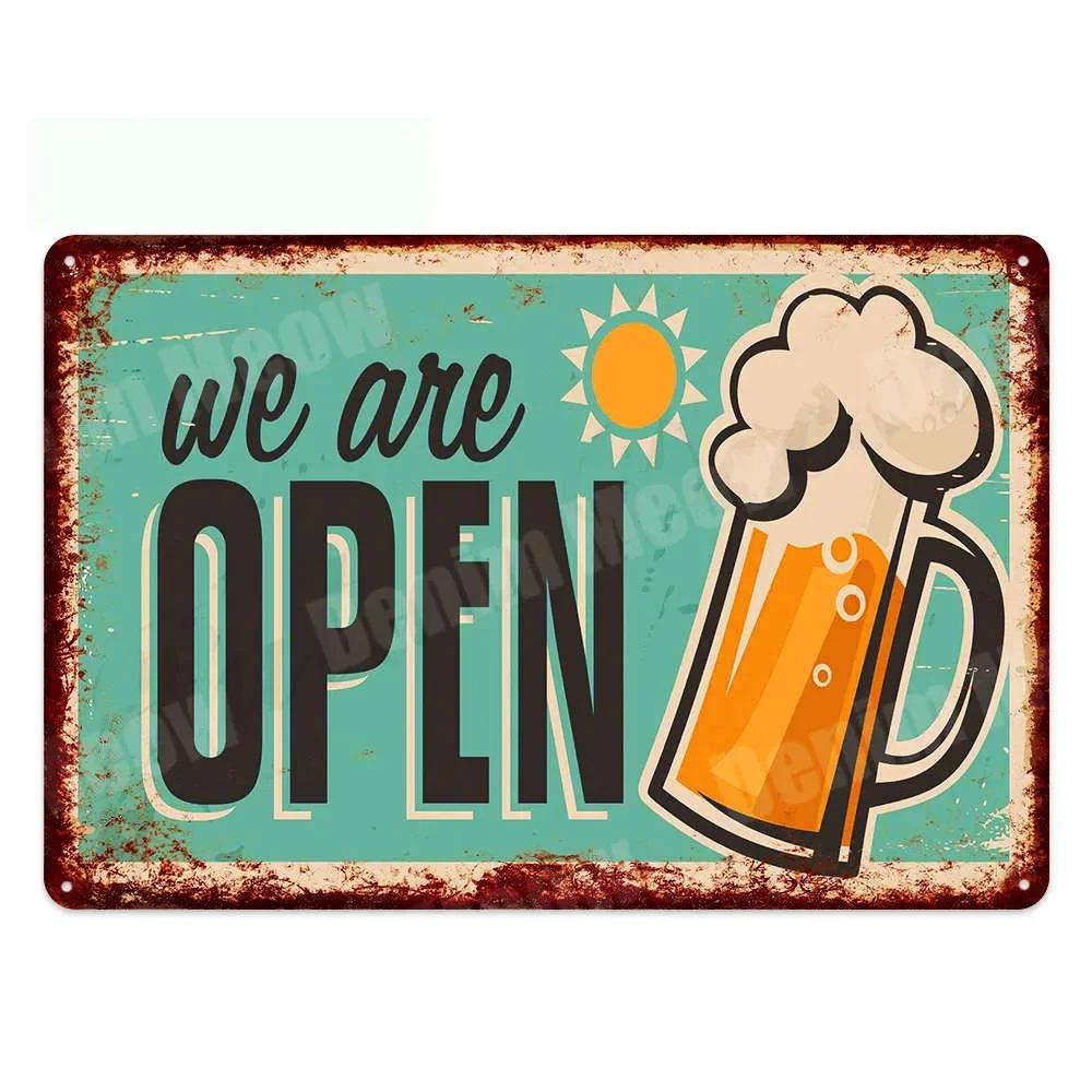 DRINK BEER Metal Tin Sign Vintage Alcohol Metal Sign SAVE WATER Backyard Bar Retro Plaques Man Cave Pub Decor Bar Iron Painting