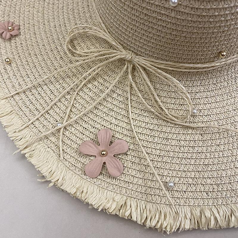 Flower Straw Hat Women'S Summer Seaside Beach Vacation Big Brim Sunshade Sunscreen Hat Supply Sun Hat
