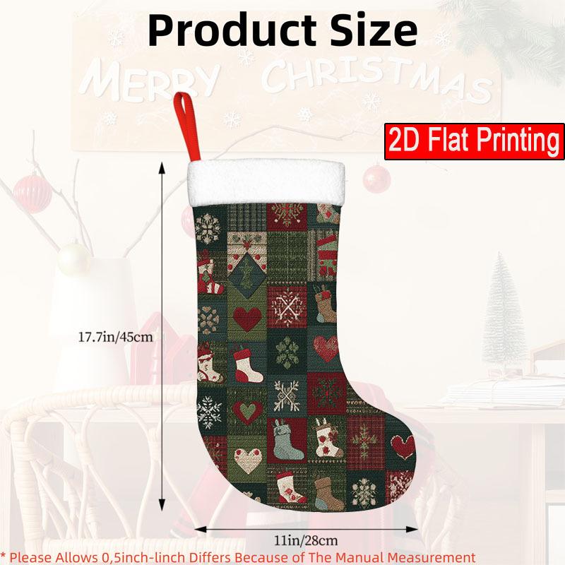 Christmas decoration fireplace hanging stocking1pc Patchwork Christmas Stocking Ornament with Santa Claus Hang