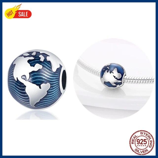 

100% стерлингового серебра 925 пробы, подвески-светлячки, сглаза, воздушный шар, синие подвески FitNew, оригинальный браслет, сделай сам, изготовление ювелирных изделий