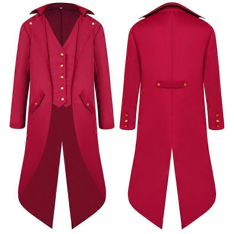 Mens Steampunk Retro Tailcoat Jacket Gothic Victorian Frock Coat Carnival Costume