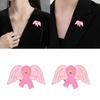 10Pcs Cancer Awareness Brooch Pink Alloy Ribbon Pin Wing Shape Brooches Lapel Pin with Back Clasp For Clothing Dress Bag