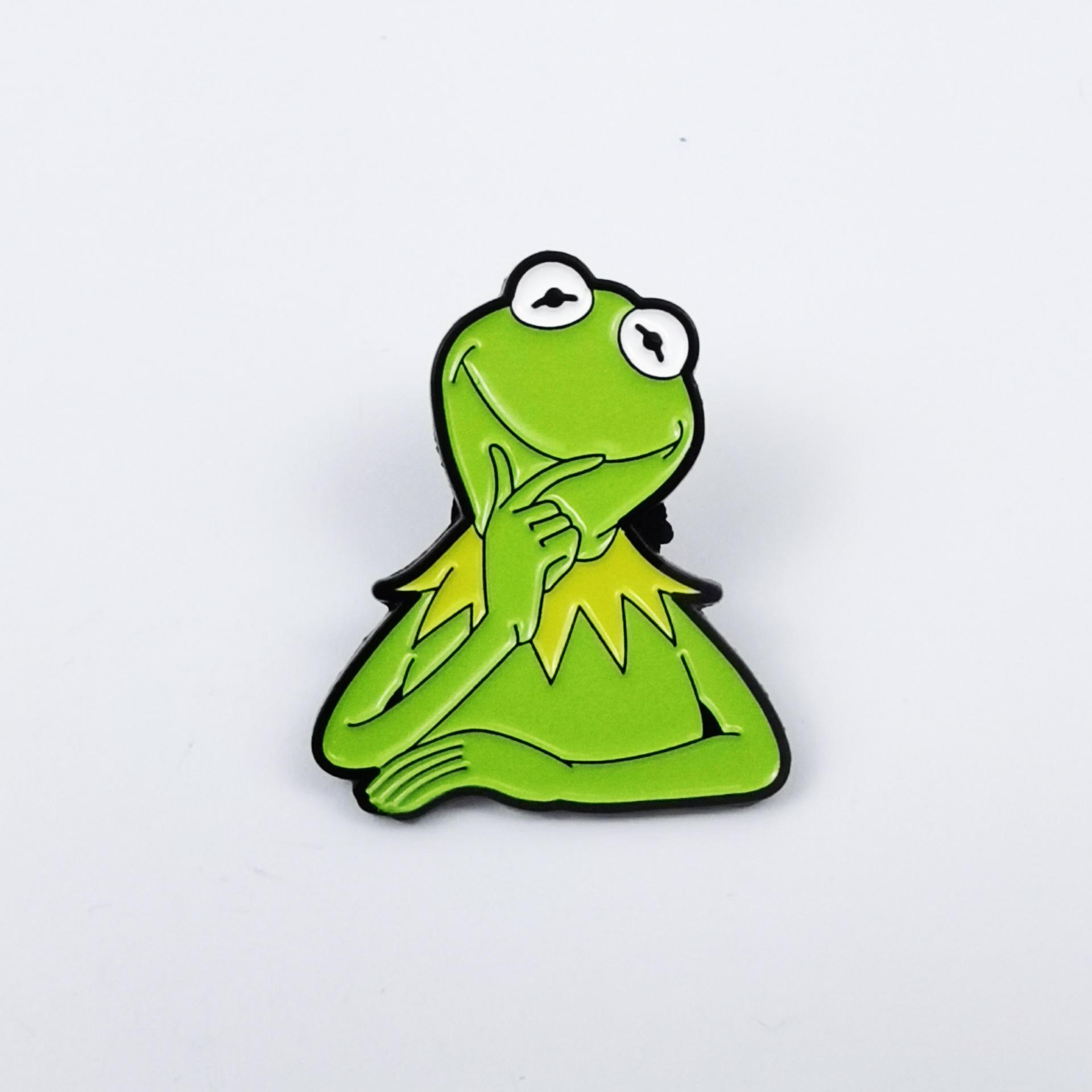 Quirky Green Long-Legged Frog Brooch - Unique Alloy Badge for Clothing Accessories