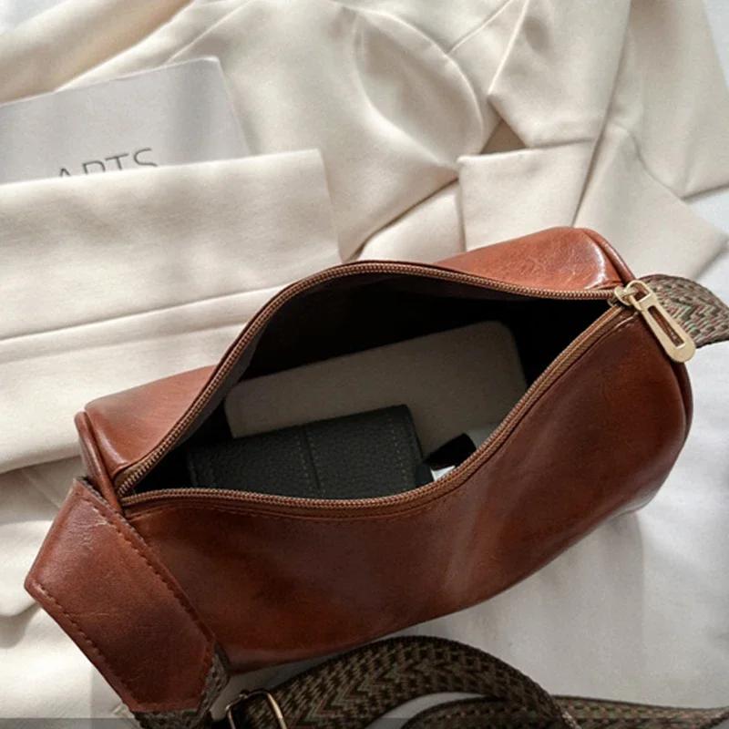 Vintage Pu Leather Boston Women Small Handbag And Purse Fashion Designer Crossbody Bag Female Casual Travel Pillow Shoulder Bag