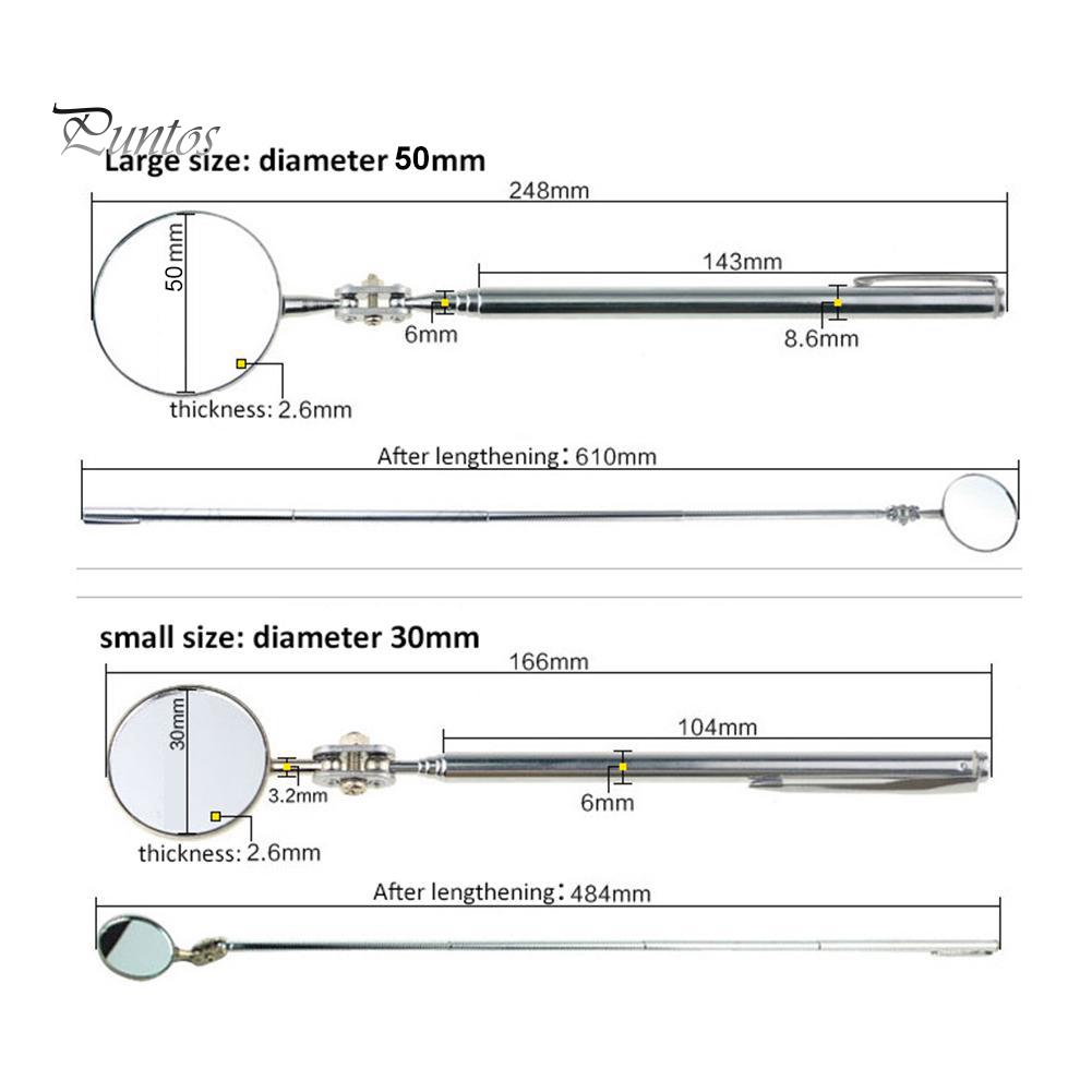 Puntos Car Maintenance Folding Telescopic Reflector Welding Chassis Inspection Mirror
