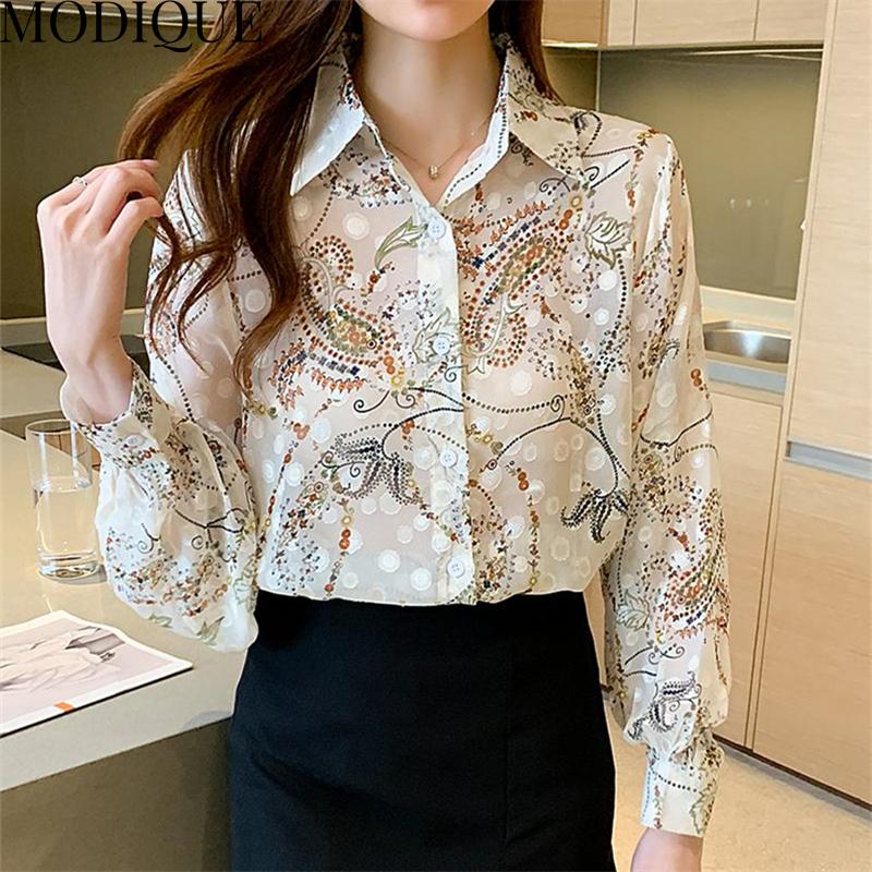 

MODIQUE весна лето большие размеры женские свободные элегантные хлопковые шелковые тюлевые блузки с цветочной вышивкой рубашки женские модные повседневные пальто с v-образным вырезом и рукавами-фонариками M белый