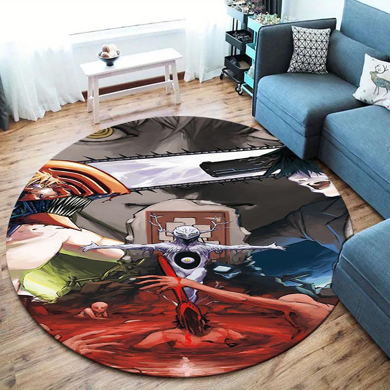 Chainsaw Man Round Area Rug Carpet Rug For Living Room Bedroom Sofa Playroom Decor Nonslip Floor Mat
