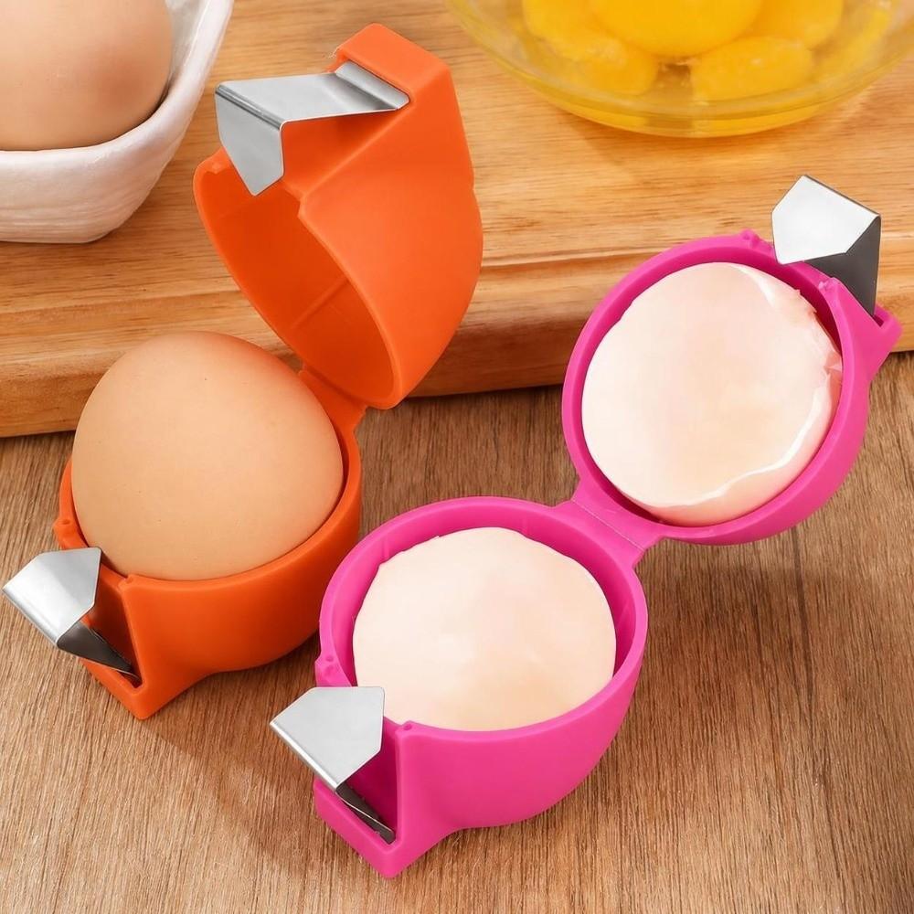 3 Pack Pink, Yellow, Orange Egg Cracker Tool Stainless Steel Egg Opener  For Raw Eggs