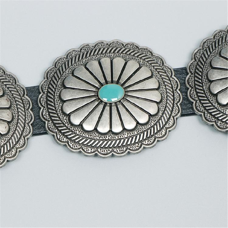 Delicate Woman Dress Waist Corset Carved Turquoise Buckle Waist Belt for Girls