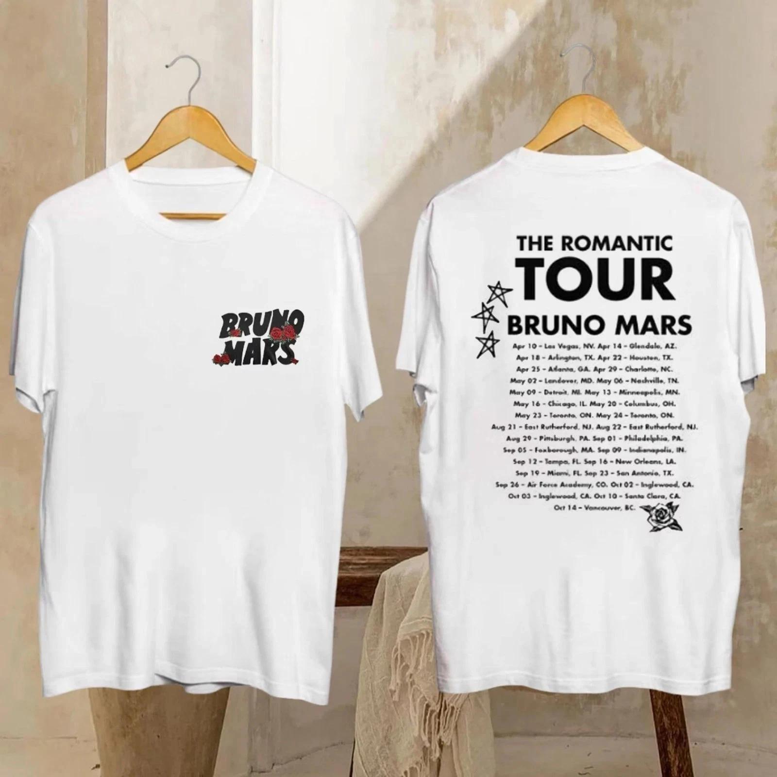 

New Bruno Mars 2026 Romantic Journey Tshirt Summer Mens Womens Luxury Fashion Pure Cotton Oversized Tshirt Street Wear Y2K 4XL