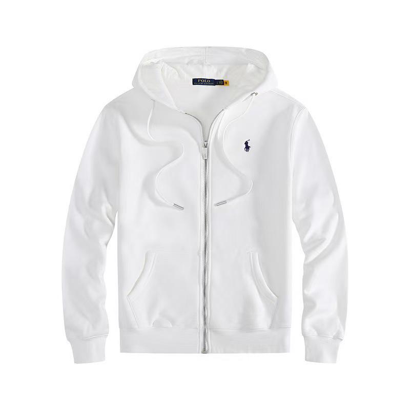 Men's Embroidered Polo Horse Zipper Hoodie - Spring/Autumn Solid Color Plus Size Cardigan