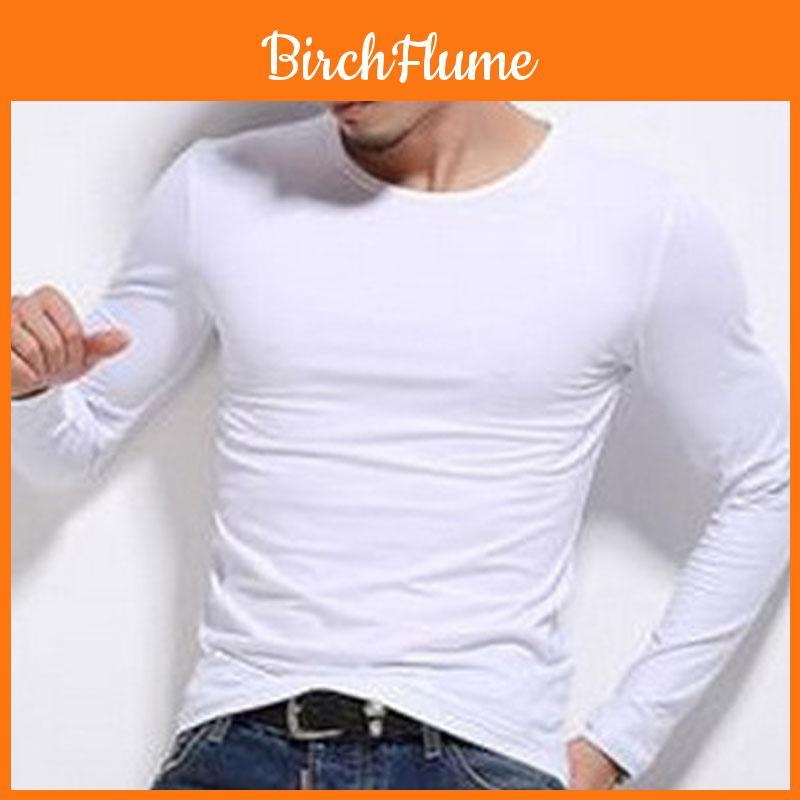 Neue Herren Langarm Mode Schlanke Passform Einfarbige Sport Unterhemden Premium Qualität Und Überragender Komfort