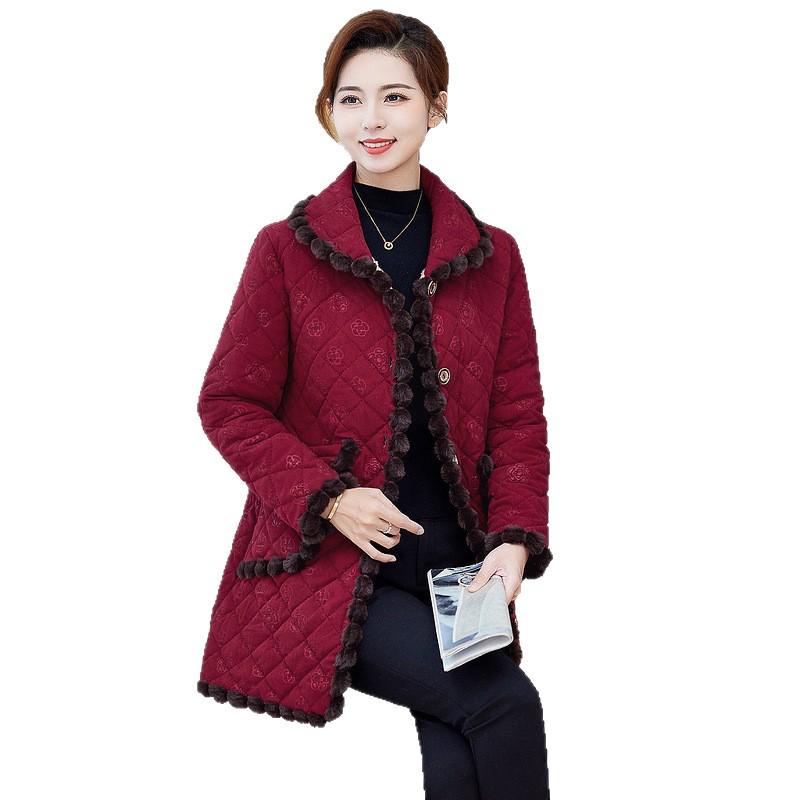 2025 Warm Cotton Padded Jacket for Mothers & Elderly Women, Autumn/Winter Plus Velvet Coat