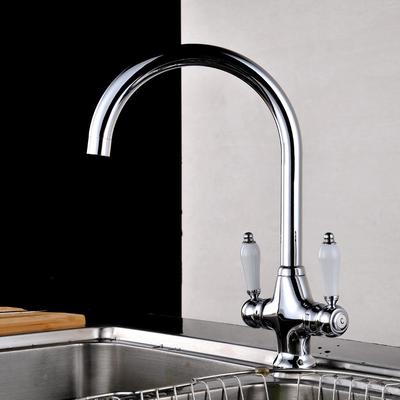 Kitchen Traditional Kitchen Sink Mixer Taps Basin Twin Lever Tap Brass Chrome Faucet Home Furniture Diy Brucebibee Com