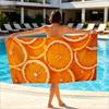Strandtuch mit frischem Orangenscheiben-Print, schnell trocknendes, weiches Mikrofaserhandtuch für den Sommerurlaub
