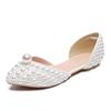 Fashion Luxury Handmade Full Pealrs Beading Women Flats Pumps Elegant Pointed Toe Party Banquet for Girls Fashion Wedding Bridal Shoes