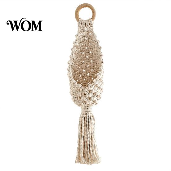 Eleganter Hängepflanzenhalter, geflochtener Hängekorb, Boho Pflanzenhänger mit Quasten, ohne Bohren geknüpfter Baumwollseil für Zimmerpflanzen