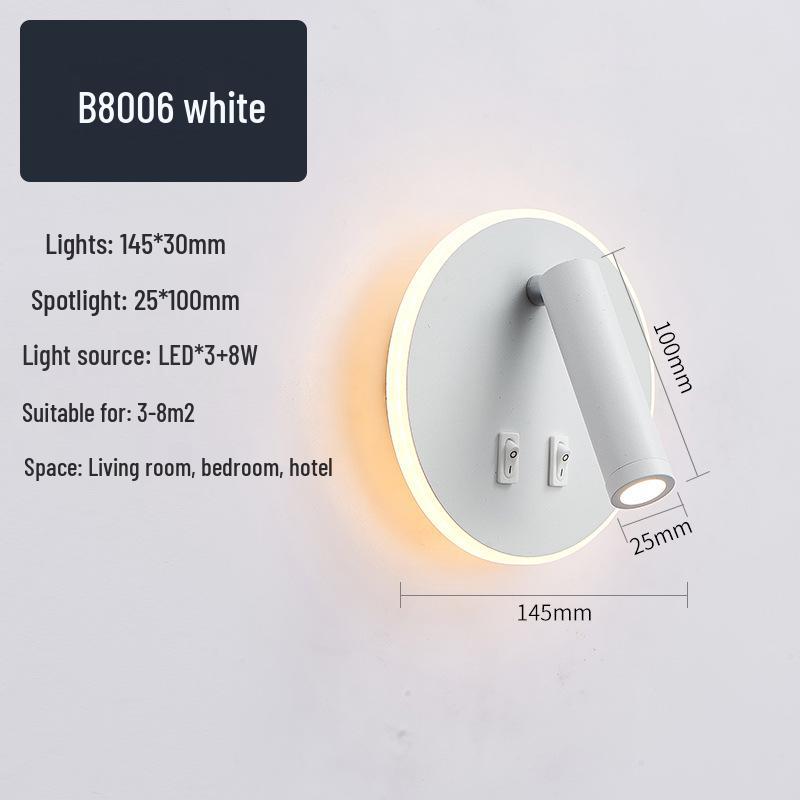 Modern Minimalist Indoor LED Wall Lamp with USB Reading Light for Bedroom or Living Room.