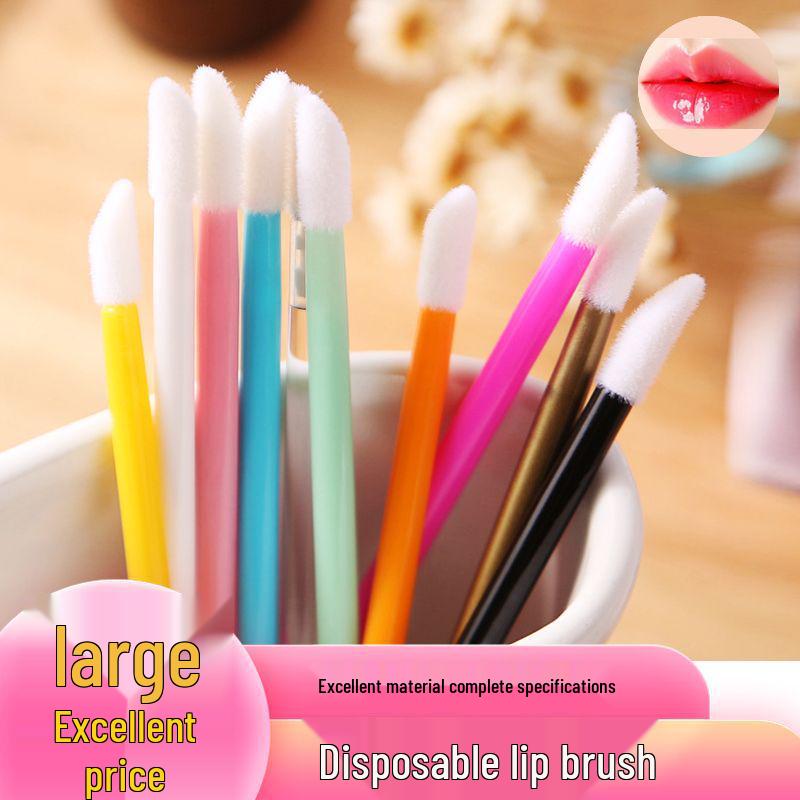 50 Disposable Lip Brush Wands - Mini Lipstick & Gloss Makeup Tools