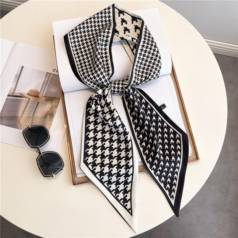 Luxury Brand Horse Printed Scarf Elegant Slender Thin Silky Scarf Women's Casual Decorative Neck Scarf