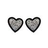 Vintage Hyperbole Irregular Glass Black Heart-shaped Stud Earrings For Woman Luxury Party Unusual Earrings Fashion Gift
