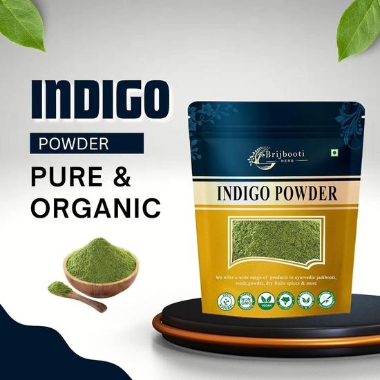 Brijbooti Organic Indigo Powder for Black Hair (200 Gr) | Herbal Indigo Powder for Natural Hair Coloring | Neela Amari, Neel Patti, Neela, Neelamari